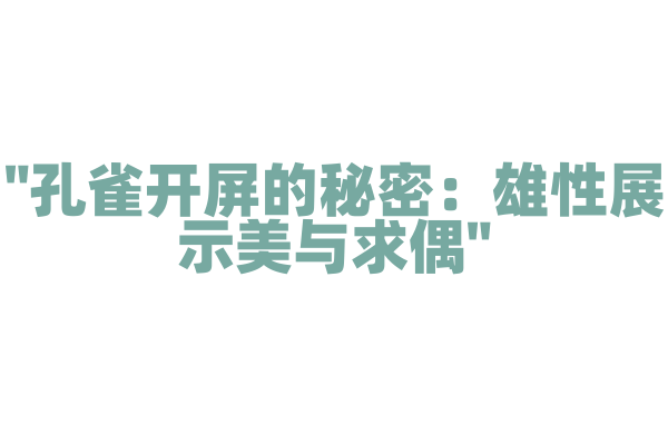 "孔雀开屏的秘密：雄性展示美与求偶"